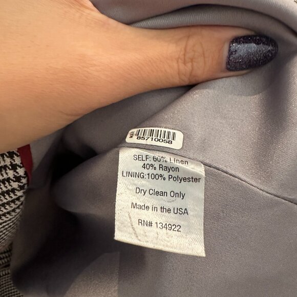 Emerson Fry Lee Double Breasted Blazer Jacket in Houndstooth Plaid Size 6 - Picture 6 of 6